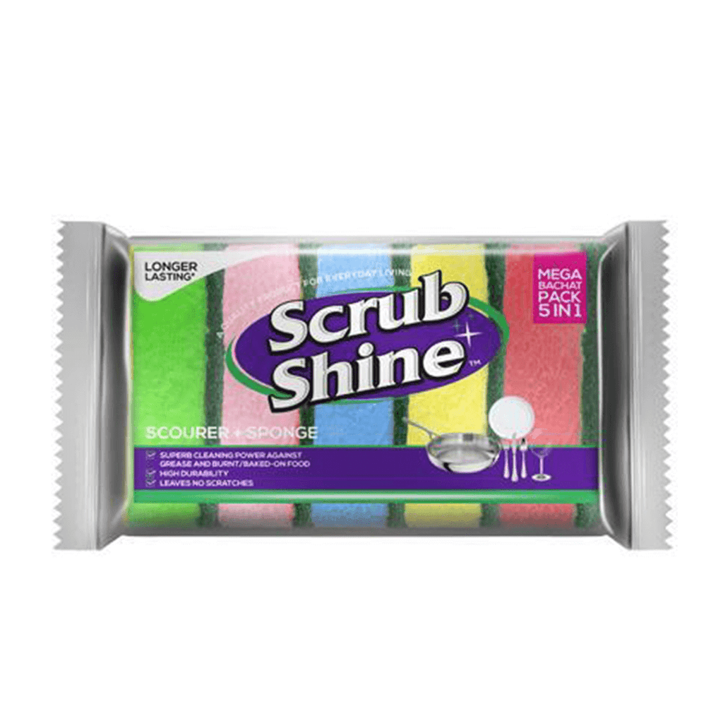 Scrub Shine - Scourer Sponge - Bachat Pack 5 in 1
